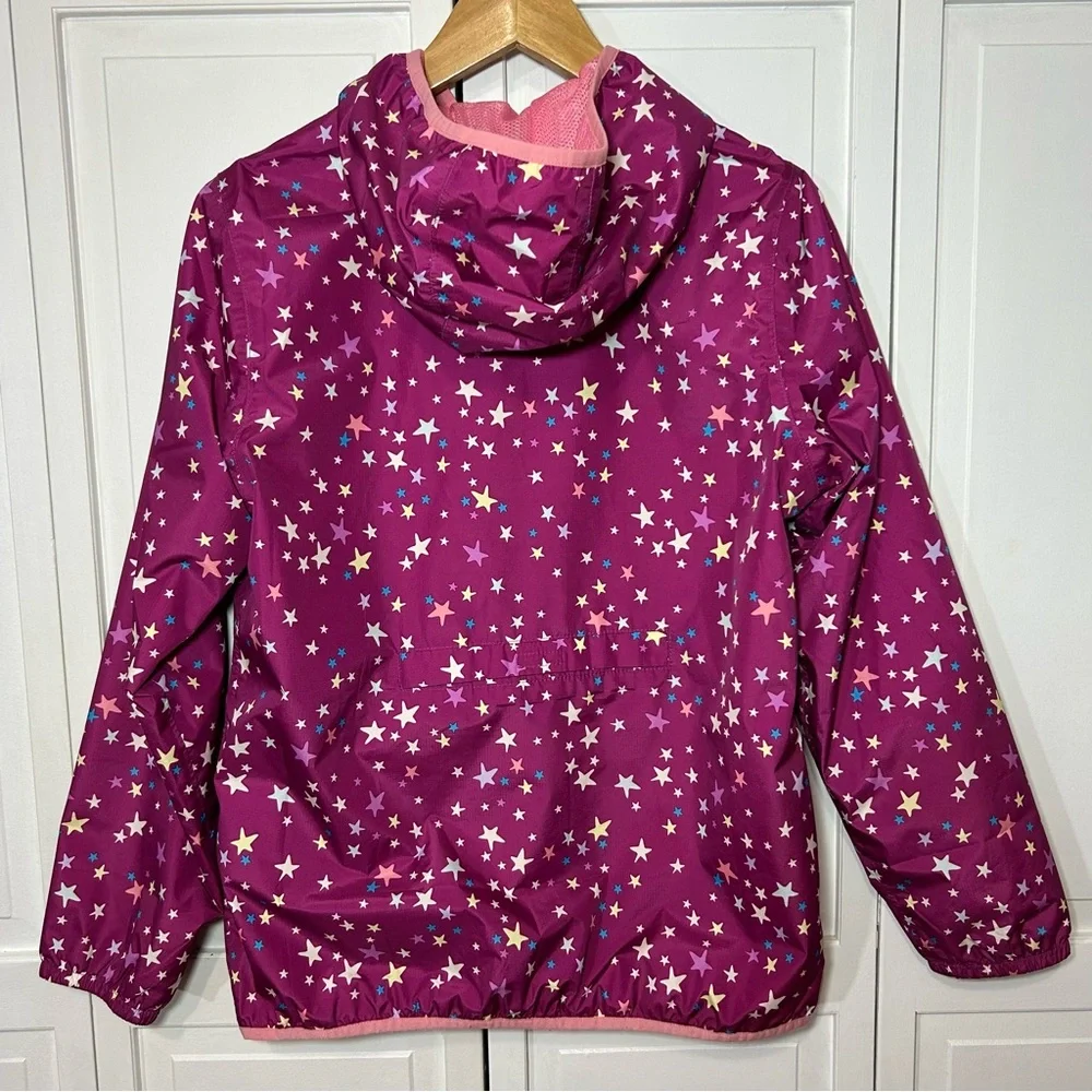 Lands' End Girls Waterproof Hooded Packable Rain Jacket XL 14/16